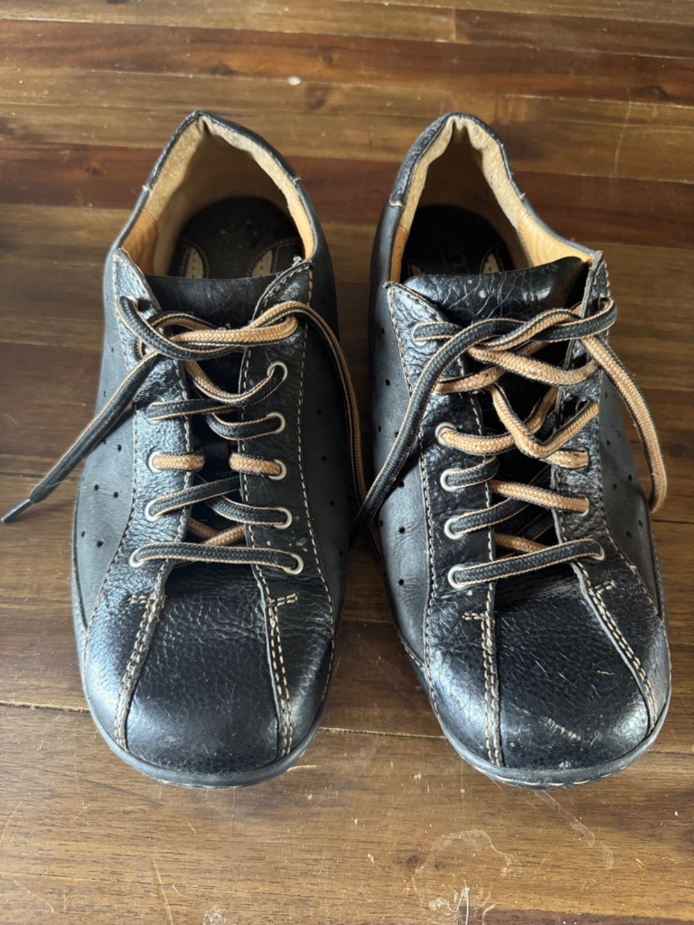 Born Black Leather Sneakers with Tan Laces
